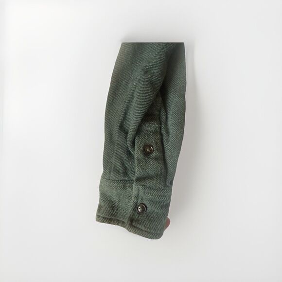 Madewell Solid Flannel Oversized Shirt Green Medium Button Down Fall Winter - Picture 4 of 10